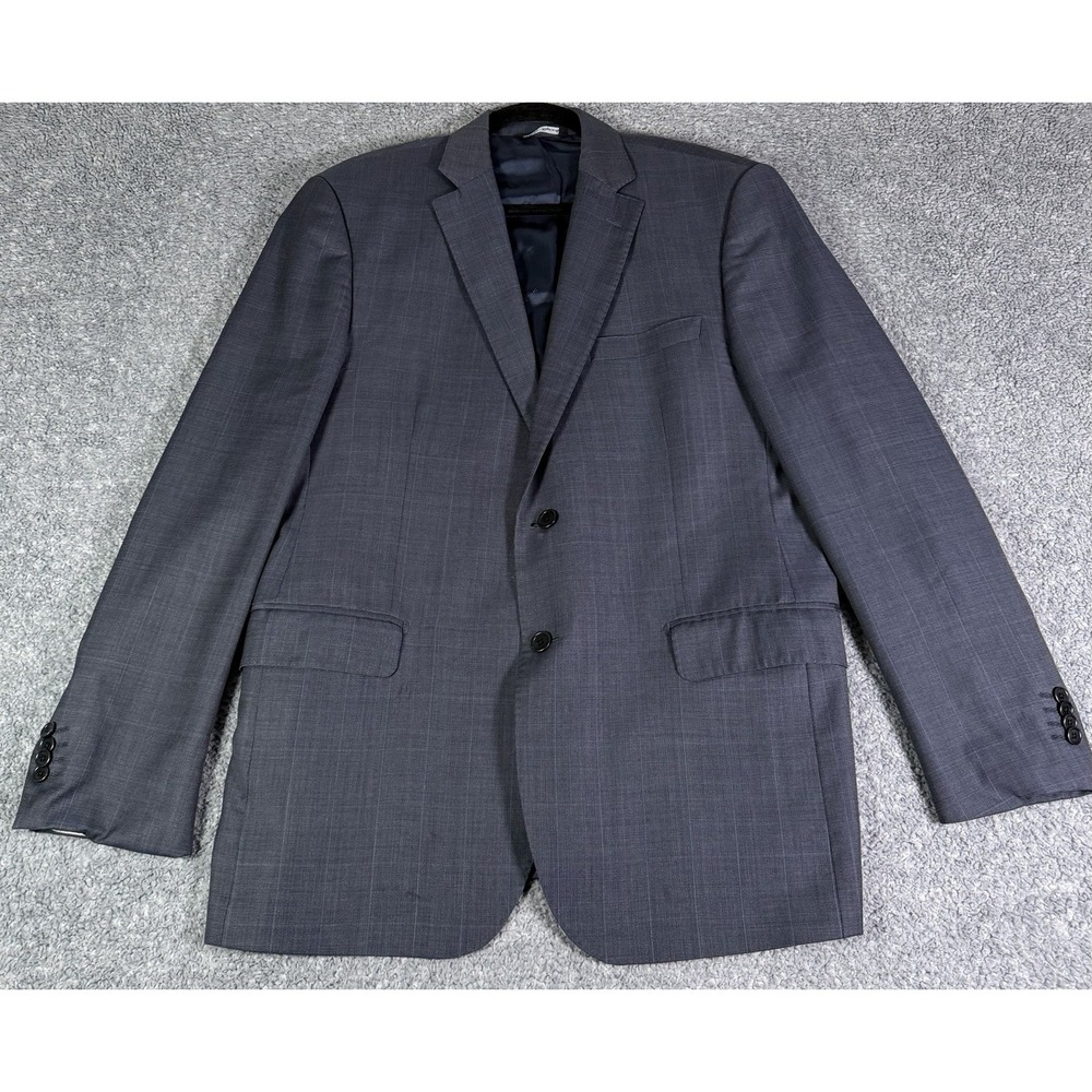Ermenegildo Zegna Traveller Saks 100% Wool Blazer Blue Windowpane 42R Italy Made